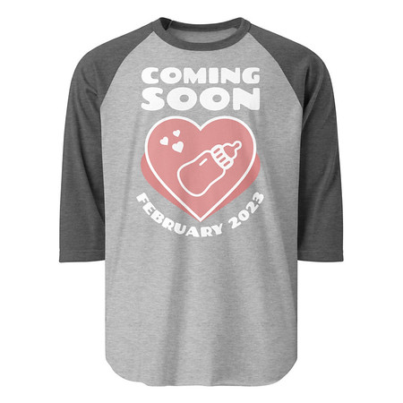 [ID: 233-G121] Baby Announcement - Feeding Bottle Unisex 3/4 Sleeve Raglan Shirt