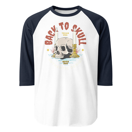 [ID: 233-G124] Back to Skull - Authenthic Design  Unisex 3/4 Sleeve Raglan Shirt
