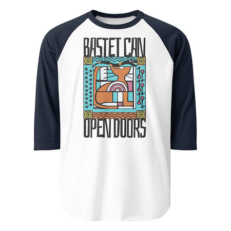[ID: 233-G150] Bastet can Open Doors Unisex 3/4 Sleeve Raglan Shirt