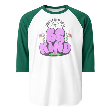 [ID: 233-G156] Be Kind Unisex 3/4 Sleeve Raglan Shirt