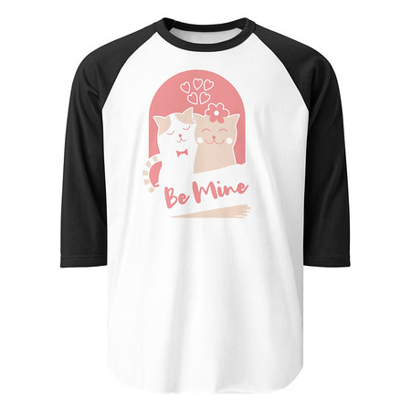 [ID: 233-G157] Be Mine - Cute Cat Couple Unisex 3/4 Sleeve Raglan Shirt