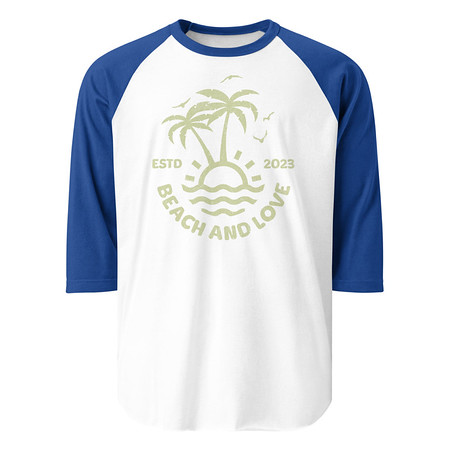 [ID: 233-G161] Beach and Love Unisex 3/4 Sleeve Raglan Shirt