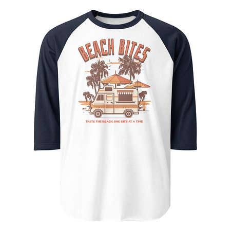 [ID: 233-G162] Beach Bites Unisex 3/4 Sleeve Raglan Shirt