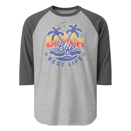 [ID: 233-G168] Beach Life Best Life Unisex 3/4 Sleeve Raglan Shirt