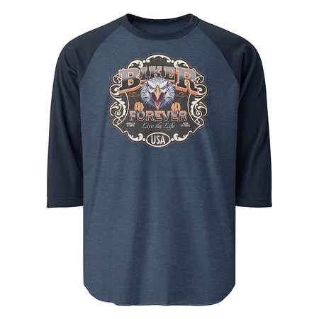 [ID: 233-G208] biker forever Unisex 3/4 Sleeve Raglan Shirt