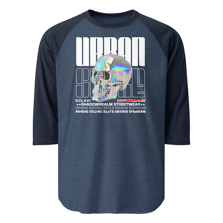 [ID: 233-G213] Black 3D Skull Unisex 3/4 Sleeve Raglan Shirt
