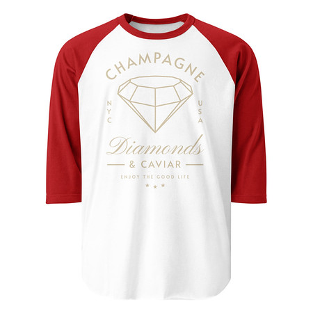 [ID: 233-G215] Black Diamonds - Elegant Unisex 3/4 Sleeve Raglan Shirt