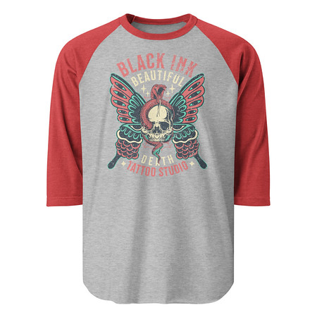 [ID: 233-G225] BLACK INK TATTOO Unisex 3/4 Sleeve Raglan Shirt