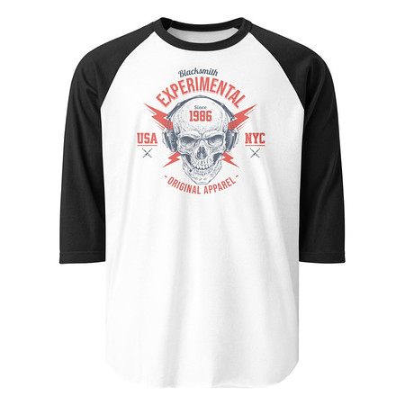 [ID: 233-G231] Blacksmith Experimental - Rock Skull Unisex 3/4 Sleeve Raglan Shirt