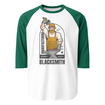 [ID: 233-G232] Blacksmith Workshop - Metalwork Unisex 3/4 Sleeve Raglan Shirt