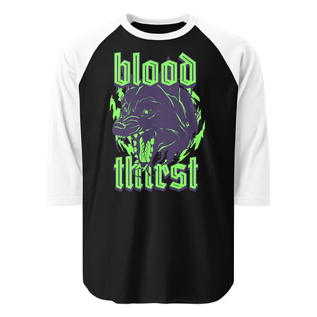 [ID: 233-G238] Blood Thirst - Neon Dog Unisex 3/4 Sleeve Raglan Shirt