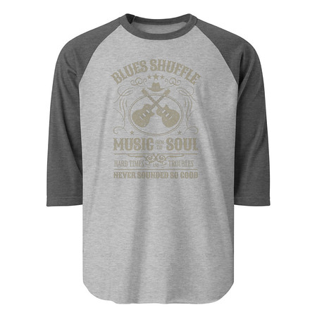 [ID: 233-G243] Blues Music from the Soul - Guitar Unisex 3/4 Sleeve Raglan Shirt