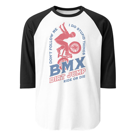 [ID: 233-G244] BMX Dirt Jump - Extreme Sports Unisex 3/4 Sleeve Raglan Shirt