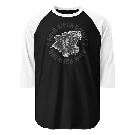 [ID: 233-G249] Bold Tiger Spirit Unisex 3/4 Sleeve Raglan Shirt