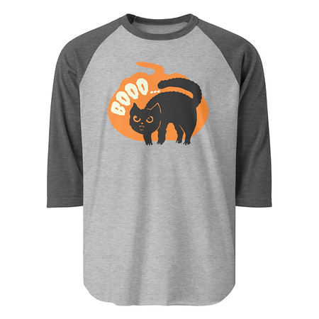 [ID: 233-G251] Boo - Scay Cute Cat Unisex 3/4 Sleeve Raglan Shirt