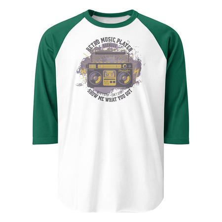 [ID: 233-G253] Boombox Music Player - Retro Unisex 3/4 Sleeve Raglan Shirt