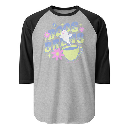 [ID: 233-G254] Boos + Brews - Halloween Unisex 3/4 Sleeve Raglan Shirt