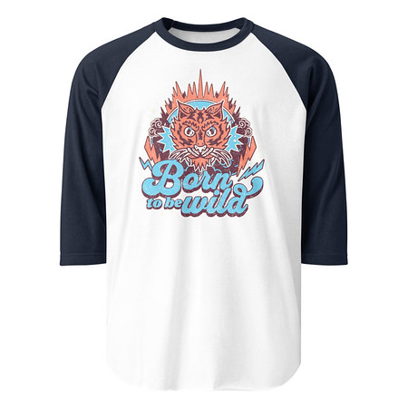 [ID: 233-G263] Born to be Wild - Tiger Unisex 3/4 Sleeve Raglan Shirt