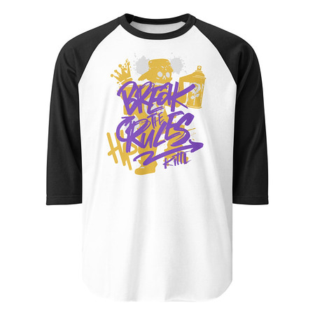 [ID: 233-G282] Break the Rules Graffiti - Spray Paint Unisex 3/4 Sleeve Raglan Shirt