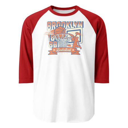 [ID: 233-G290] Brooklyn Basketball Team - Athletic Sports Unisex 3/4 Sleeve Raglan Shirt