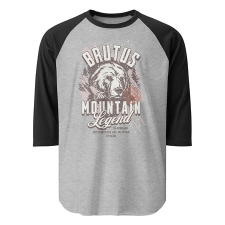 [ID: 233-G292] Brutus Mountain Legend Unisex 3/4 Sleeve Raglan Shirt