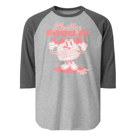[ID: 233-G296] Burger Mascot Unisex 3/4 Sleeve Raglan Shirt