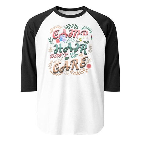 [ID: 233-G321] Camp Hair Don't Care Unisex 3/4 Sleeve Raglan Shirt