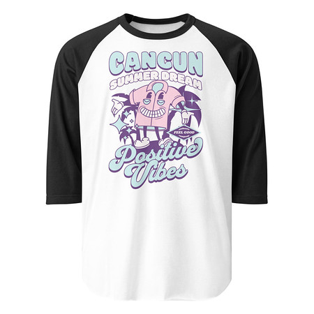 [ID: 233-G330] Cancun Positive Vibes Unisex 3/4 Sleeve Raglan Shirt