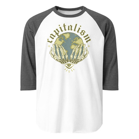 [ID: 233-G333] Capitalism - Earth Unisex 3/4 Sleeve Raglan Shirt