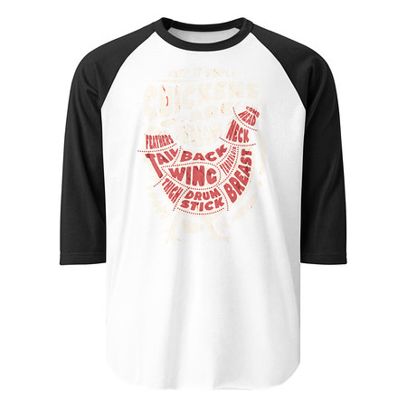 [ID: 233-G365] Chickens Are Awesome - Butcher Cuts Unisex 3/4 Sleeve Raglan Shirt