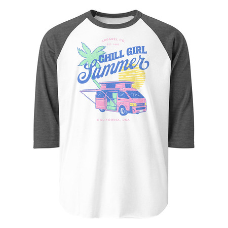 [ID: 233-G366] Chill Girl Summer Unisex 3/4 Sleeve Raglan Shirt