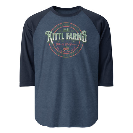 [ID: 233-G376] Christmas Tree Farm - Vintage Holiday Badge Unisex 3/4 Sleeve Raglan Shirt