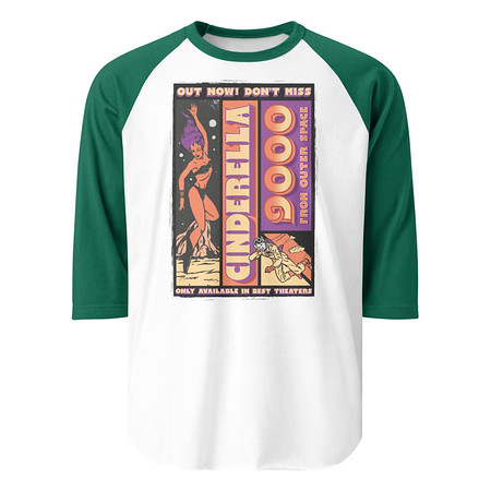 [ID: 233-G378] Cinderella 9000 - Retro Astronaut Unisex 3/4 Sleeve Raglan Shirt