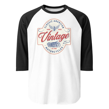 [ID: 233-G379] Classic American Motorcyles - Vintage Unisex 3/4 Sleeve Raglan Shirt