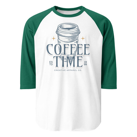 [ID: 233-G404] Coffee Time Unisex 3/4 Sleeve Raglan Shirt