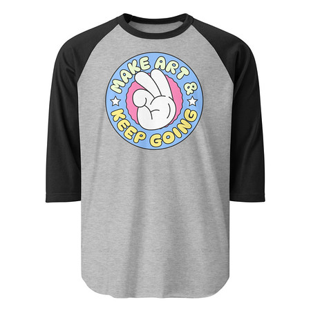 [ID: 233-G408] Colorful Fun Retro Style Badge Unisex 3/4 Sleeve Raglan Shirt