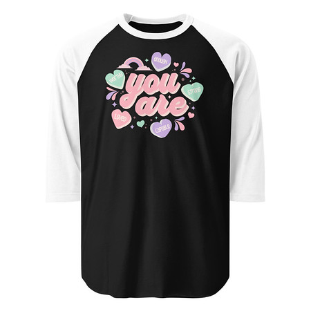 [ID: 233-G411] Colorful Self Love Affirmation - Heart Unisex 3/4 Sleeve Raglan Shirt