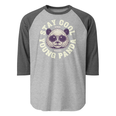 [ID: 233-G416] Cool Panda with Sunglasses -  Unisex 3/4 Sleeve Raglan Shirt