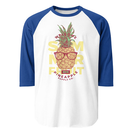 [ID: 233-G417] Cool Pineapple - Tropical Fruit Unisex 3/4 Sleeve Raglan Shirt