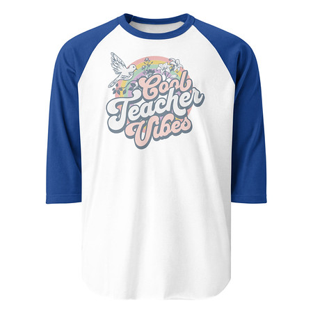 [ID: 233-G418] Cool Teacher Vibes Unisex 3/4 Sleeve Raglan Shirt