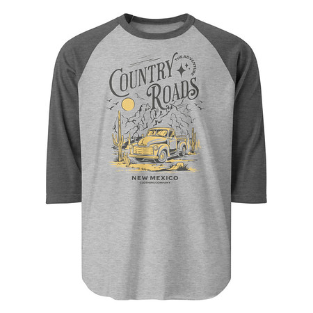 [ID: 233-G427] Country Roads - Wild West Unisex 3/4 Sleeve Raglan Shirt