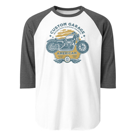 [ID: 233-G443] Custom Garage - Motorcycle Unisex 3/4 Sleeve Raglan Shirt