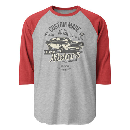 [ID: 233-G444] Custom Made Adventures Motors Old School Unisex 3/4 Sleeve Raglan Shirt