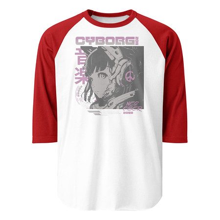[ID: 233-G459] Cyborg - Y2k Style Unisex 3/4 Sleeve Raglan Shirt