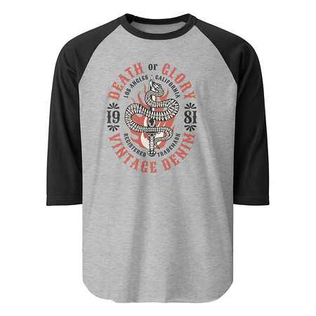 [ID: 233-G480] Death or Glory - Sword Snake Unisex 3/4 Sleeve Raglan Shirt