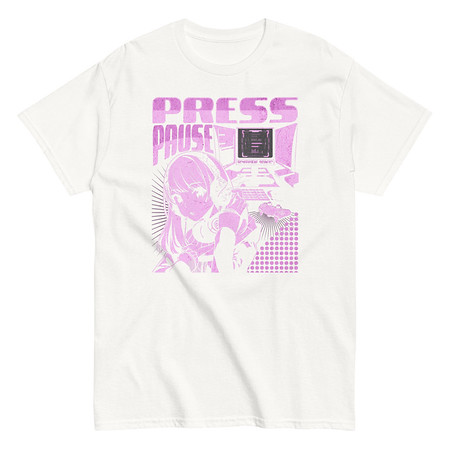 [ID: 438-G4] 'Press Pause' Anime Gaming Unisex Classic Tee