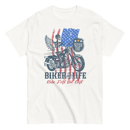 [ID: 438-G65] American Biker for Life Unisex Classic Tee