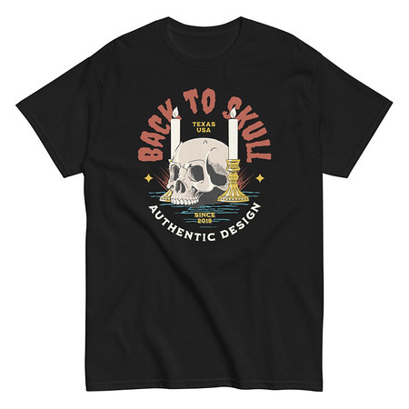 [ID: 438-G124] Back to Skull - Authenthic Design  Unisex Classic Tee