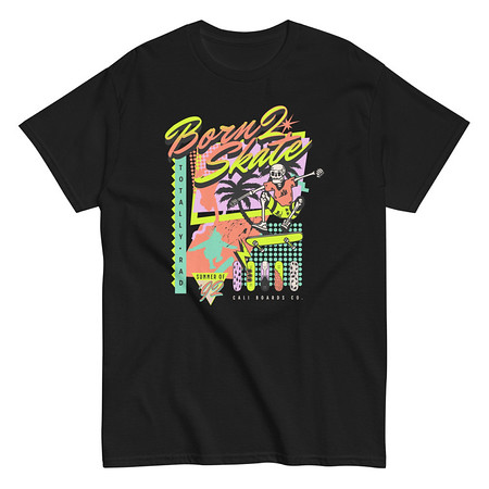 [ID: 438-G256] Born 2 Skate - Retro Skeleton Unisex Classic Tee