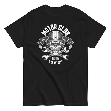 [ID: 438-G268] Born to Ride - Biker Club Skull  Unisex Classic Tee